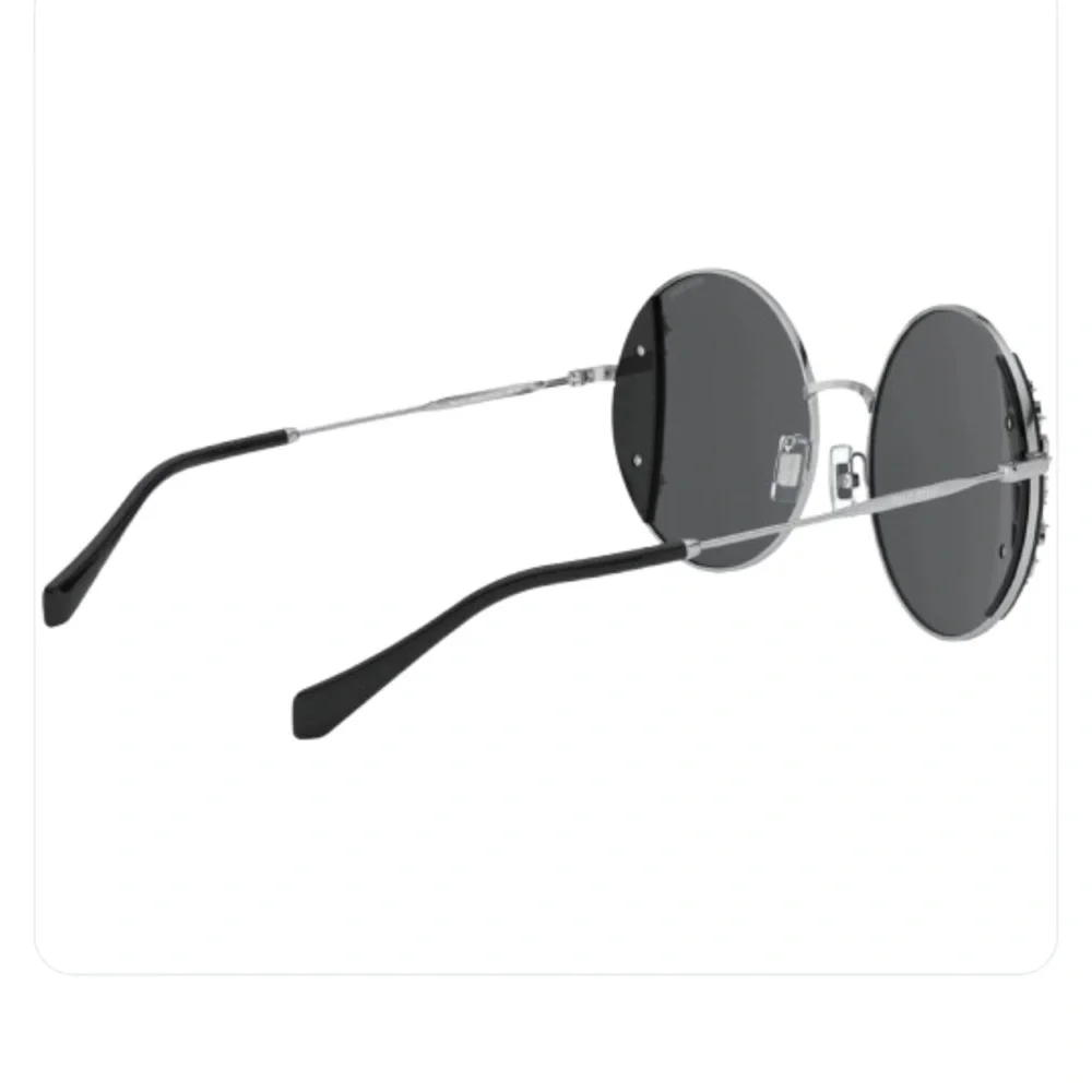 NEW MIU MIU Sunglasses MU 57VS Swarovski Crystal Round Silver Black Case & Box